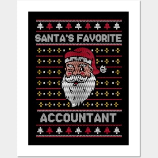 Santa's Favorite Accountant // Funny Ugly Christmas Sweater // CPA Holiday Xmas Posters and Art